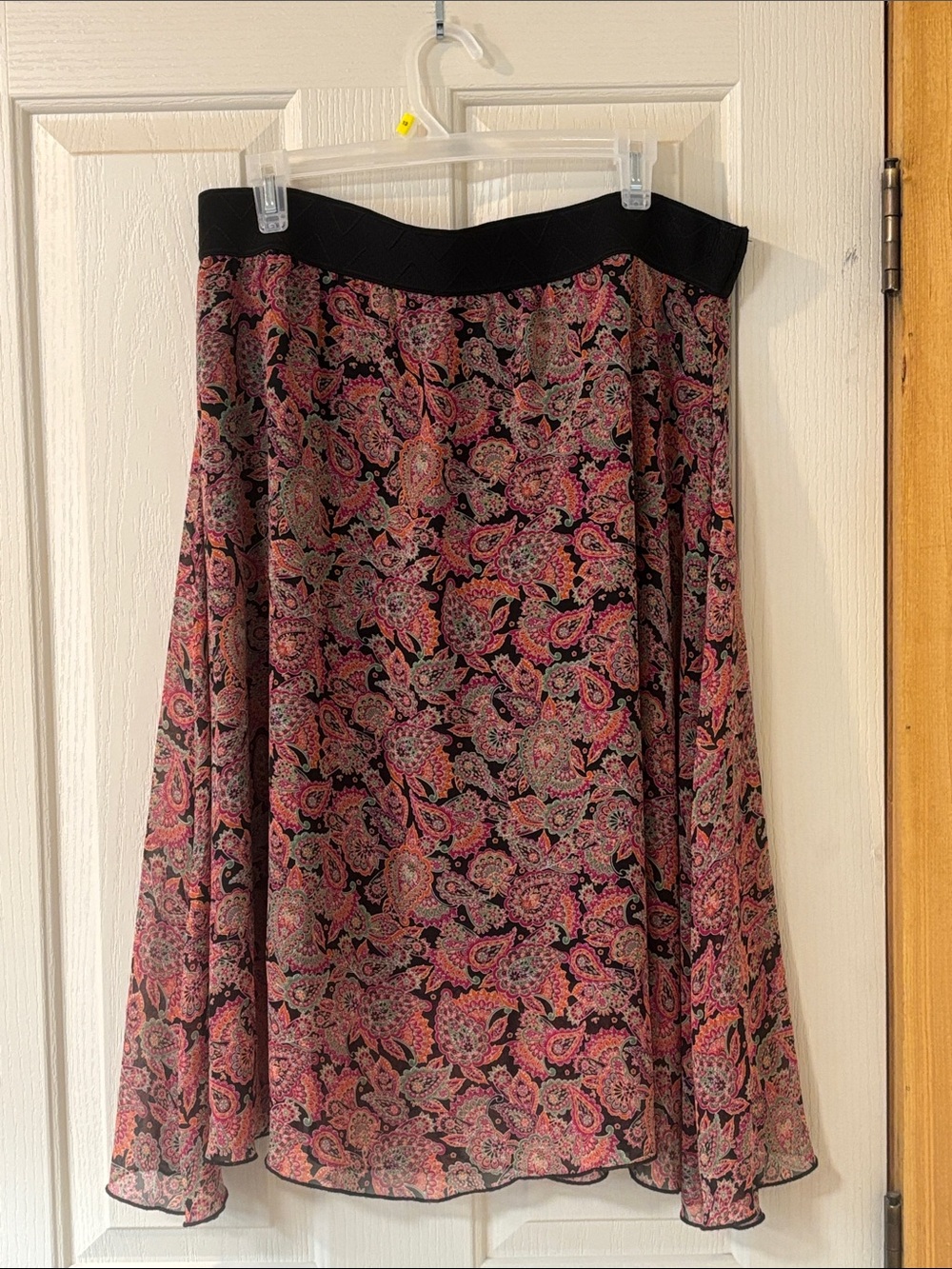 LuLaRoe Black & Pink Paisley A-Line Skirt
